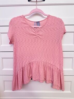 Good Luck Girl Pink Short Sleeve Textured Lightweight Top